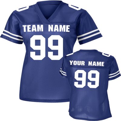 Custom Replica Football Jerseys for Women Personalized Team Name & Number Football Jerseys 2 Sided (True Royal-2XL)