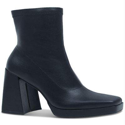 Wild Pair Womens Beautee Square Toe Block Heel Booties Black 8.5 Medium (B,M)
