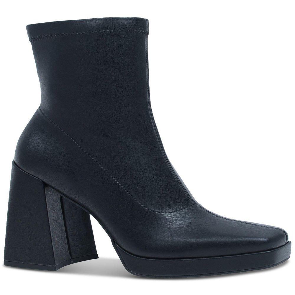 Wild Pair Womens Beautee Square Toe Block Heel Booties Black 8.5 Medium (B,M)