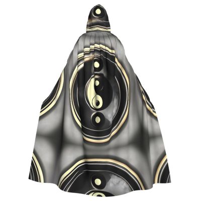 DRTGEDS Yin Yang Pattern Unisex Adult Halloween Cloak With Hood Long Witch Costume Cosplay Capes Magician Cloak