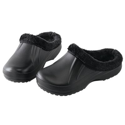 Fox Valley Traders Womens Fleece Lined Clogs for Indoor and Outdoor Use, Black, Size 11