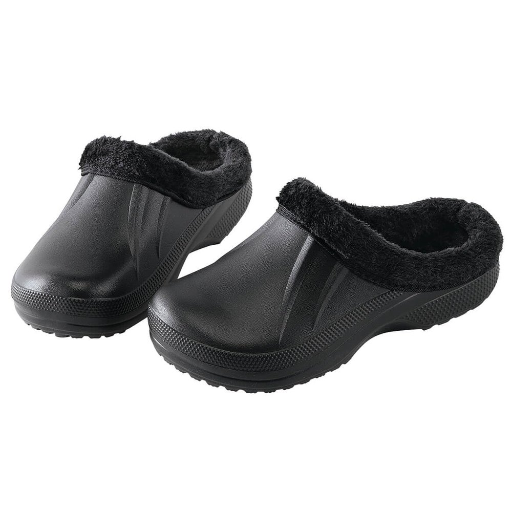 Fox Valley Traders Womens Fleece Lined Clogs for Indoor and Outdoor Use, Black, Size 11