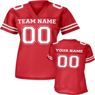 Custom Replica Football Jerseys for Women Personalized Team Name & Number Football Jerseys 2 Sided (True Red-M)