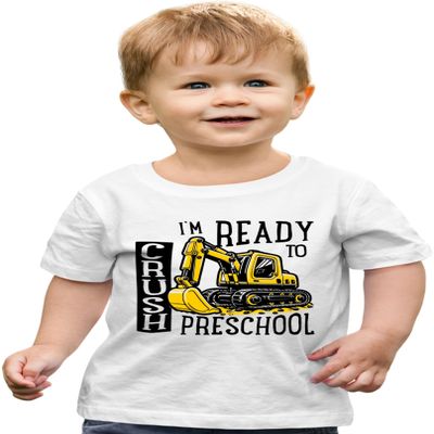 3T White Toddler I'm Ready to Crush Preschool Funny Excavator Toddler T-Shirt