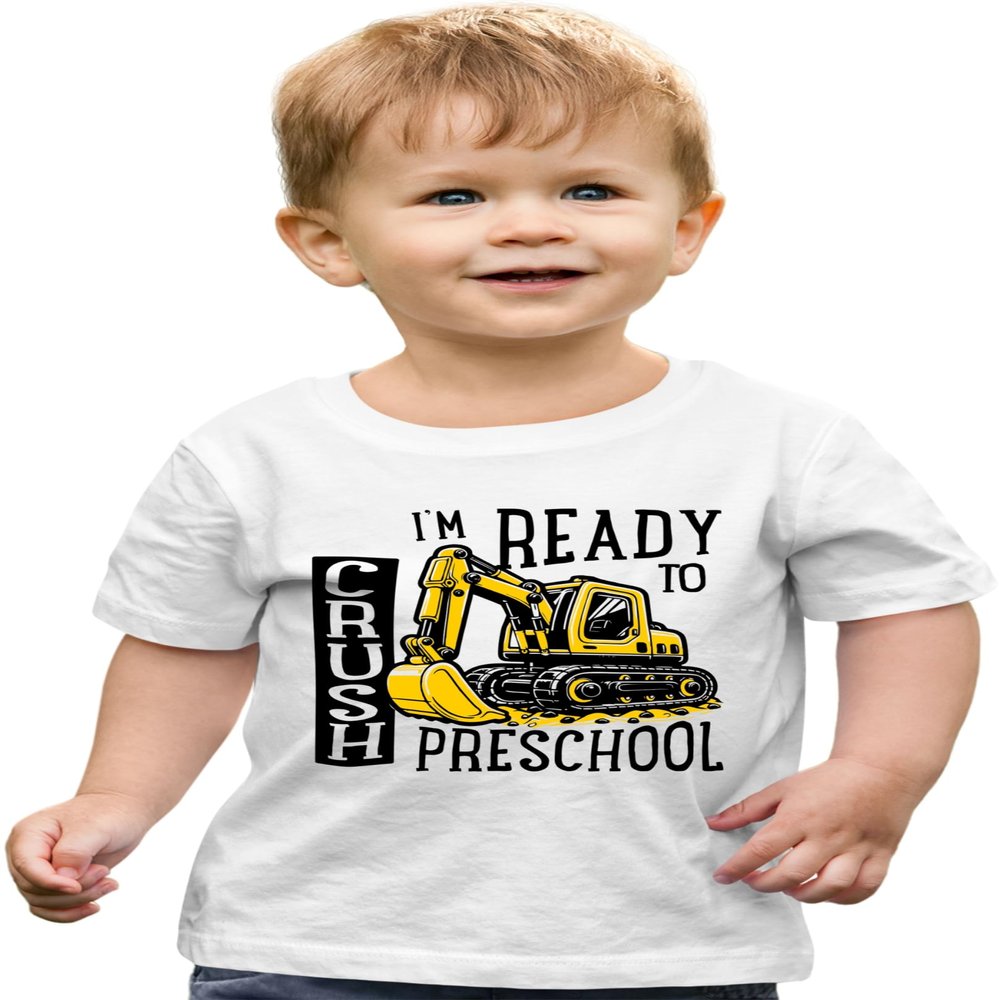3T White Toddler I'm Ready to Crush Preschool Funny Excavator Toddler T-Shirt