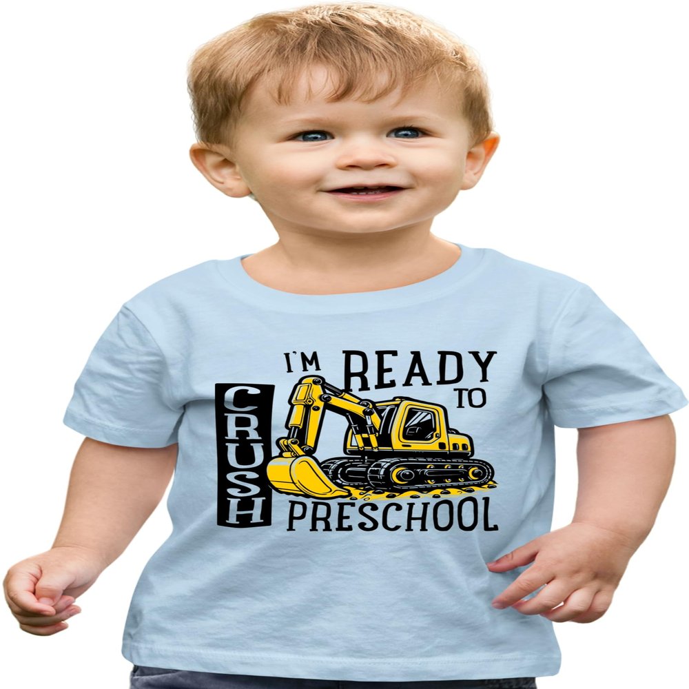 3T Light Blue Toddler I'm Ready to Crush Preschool Funny Excavator Toddler T-Shirt