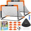 Kids Soccer Goals for Backyard Set- 2 of 6X4/ 4X3 ft Toddler Soccer Goal Training Equipment with Soccer Ball, Ladder, Pop Up Soccer Net for Kids Age 3-5 4-6 6-8 8-12 10-12 Outdoor Games Sports Gift view 1