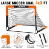 Kids Soccer Goals for Backyard Set- 2 of 6X4/ 4X3 ft Toddler Soccer Goal Training Equipment with Soccer Ball, Ladder, Pop Up Soccer Net for Kids Age 3-5 4-6 6-8 8-12 10-12 Outdoor Games Sports Gift view 3