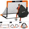 Kids Soccer Goals for Backyard Set- 2 of 6X4/ 4X3 ft Toddler Soccer Goal Training Equipment with Soccer Ball, Ladder, Pop Up Soccer Net for Kids Age 3-5 4-6 6-8 8-12 10-12 Outdoor Games Sports Gift view 4
