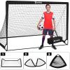 Kids Soccer Goals for Backyard Set of 2, 4 x 3 ft/6 x 4 Toddler Soccer Goal Training Equipment with Soccer Ball, Cones, Pop Up Soccer Net for Kids Age 3-5 4-6 6-8 8-12 10-12 Outdoor Games Sports Gifts view 4