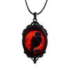 Gothic Necklace for Men Women,Raven Cross Glass Necklaces Bat Pendant Necklace Vintage Gothic Rope Chain Crow Bat Choker Victorian Cemetery Guest Necklaces Halloween Christmas Birthday Jewelry (Red Raven1) view 1