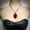Gothic Necklace for Men Women,Raven Cross Glass Necklaces Bat Pendant Necklace Vintage Gothic Rope Chain Crow Bat Choker Victorian Cemetery Guest Necklaces Halloween Christmas Birthday Jewelry (Red Raven1) view 2
