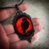 Gothic Necklace for Men Women,Raven Cross Glass Necklaces Bat Pendant Necklace Vintage Gothic Rope Chain Crow Bat Choker Victorian Cemetery Guest Necklaces Halloween Christmas Birthday Jewelry (Red Raven1) view 3