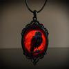 Gothic Necklace for Men Women,Raven Cross Glass Necklaces Bat Pendant Necklace Vintage Gothic Rope Chain Crow Bat Choker Victorian Cemetery Guest Necklaces Halloween Christmas Birthday Jewelry (Red Raven1) view 4