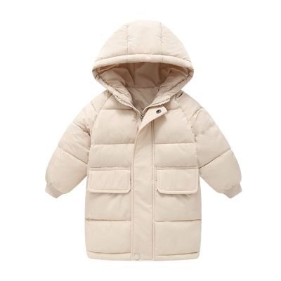 Boys Down Coat Size 12 Winter Solid Coat Windproof Outerwear Mediun Length Warm Jacket Down Boys (Beige, 10-11 Years)