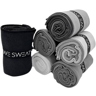 We Sweats (6 Pack) Microfiber Gym Towels, Silver ION Odor-Free Absorbent Fiber, Fast Drying Men & Women Workout Gear for Body Sweat, Towels, Sports Exercise Fitness Gear
