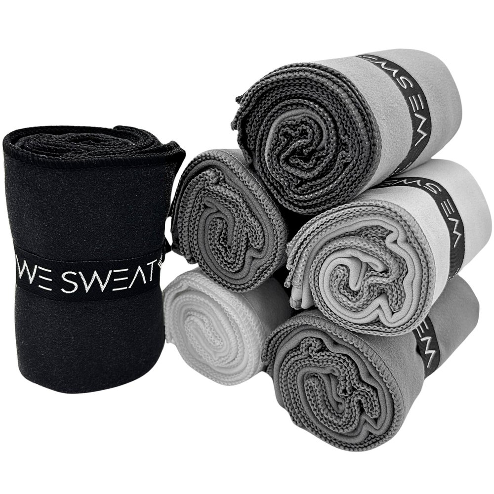 We Sweats (6 Pack) Microfiber Gym Towels, Silver ION Odor-Free Absorbent Fiber, Fast Drying Men & Women Workout Gear for Body Sweat, Towels, Sports Exercise Fitness Gear