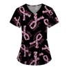 Pumpkin Scrub Top Flowy Short Sleeve Xmas Tops for Women Fancy Vacation with Pockets Slim Ladies Cool V-Neck Multi L view 1