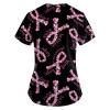 Pumpkin Scrub Top Flowy Short Sleeve Xmas Tops for Women Fancy Vacation with Pockets Slim Ladies Cool V-Neck Multi L view 2