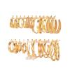 12 Pairs Golden Hoop Earring Set for Women, Chunky Smooth Surface Trendy Big Small Stud Earring Lightweight Twisted Pearl Ear PackB