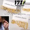 12 Pairs Golden Hoop Earring Set for Women, Chunky Smooth Surface Trendy Big Small Stud Earring Lightweight Twisted Pearl Ear PackB view 2