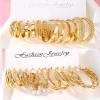 12 Pairs Golden Hoop Earring Set for Women, Chunky Smooth Surface Trendy Big Small Stud Earring Lightweight Twisted Pearl Ear PackB view 3