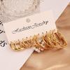 12 Pairs Golden Hoop Earring Set for Women, Chunky Smooth Surface Trendy Big Small Stud Earring Lightweight Twisted Pearl Ear PackB view 4