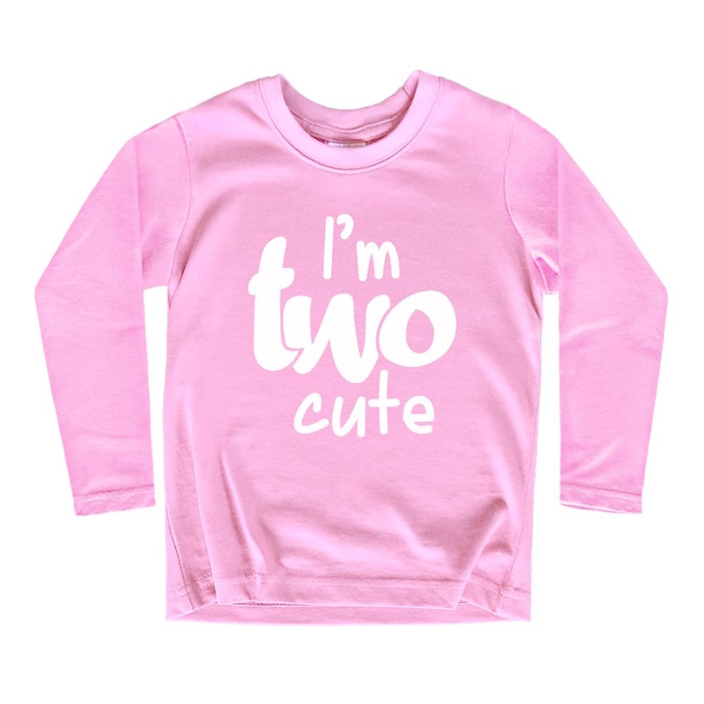 2nd Birthday Outfits for Toddler Girls im Two Cute Shirt Girl 2 Years Old Second Birthday (White on Pink - Long Sleeve, 18 Months)