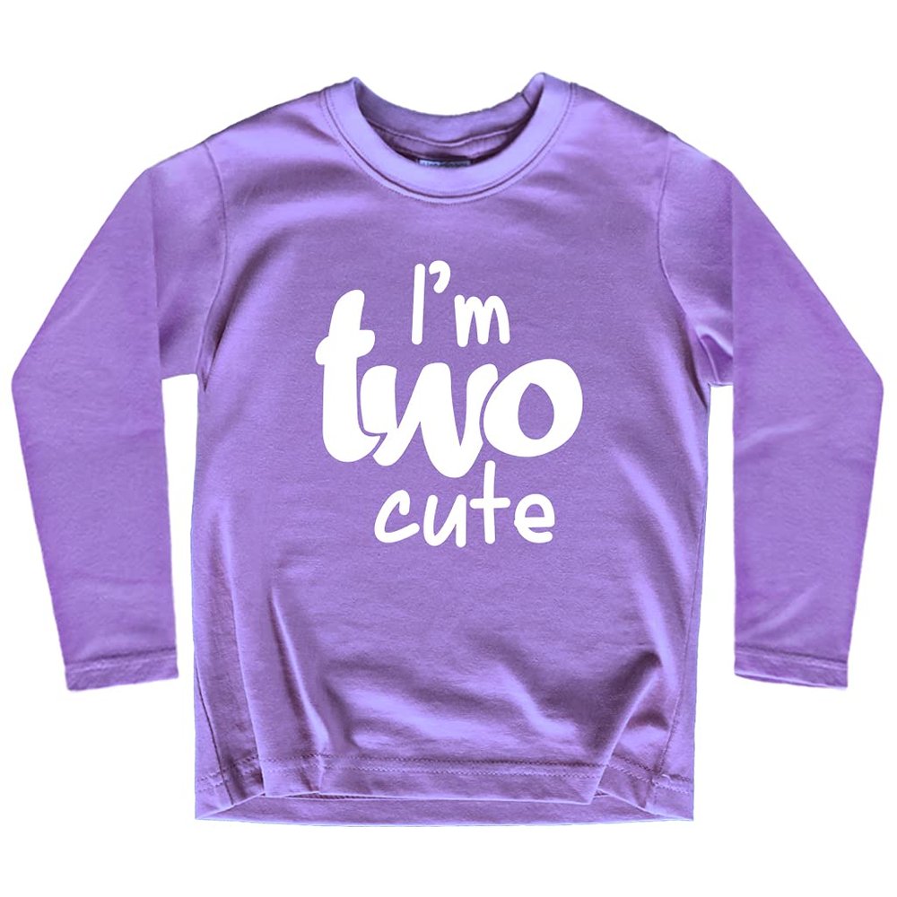 2nd Birthday Outfits for Toddler Girls im Two Cute Shirt Girl 2 Years Old Second Birthday (Purple - Long Sleeve, 18 Months)