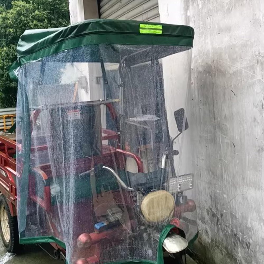 CHZDPP Electric Tricycle Protective Cover for Outside Riding & Storage Waterproof, Sanbengzi Rainproof Canopy with Reflective Strips, Easy Entry and Exit Tricycle Cover(Green,47.2inch/120cm Wide)