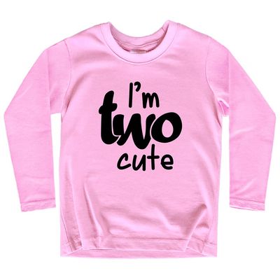 2nd Birthday Outfits for Toddler Girls im Two Cute Shirt Girl 2 Years Old Second Birthday (Black on Pink - Long Sleeve, 3 Years)