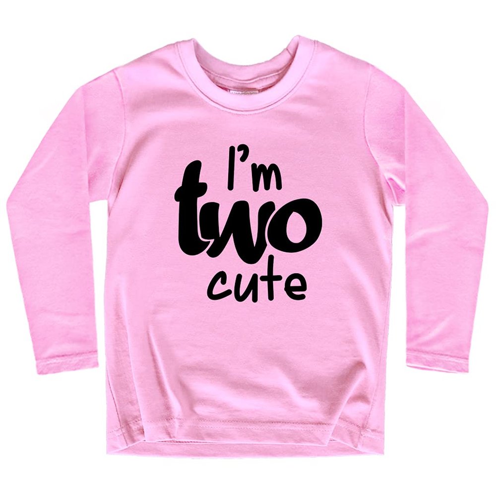 2nd Birthday Outfits for Toddler Girls im Two Cute Shirt Girl 2 Years Old Second Birthday (Black on Pink - Long Sleeve, 3 Years)