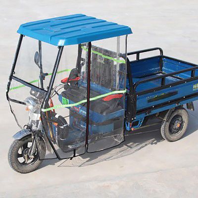 CHZDPP Adult Tricycle Cover with Wipers/Reflective Strips, Sanbengzi Awning for Rain Sun Snow Proof, Easy to Install Tricycle Rainproof Canopy for Outside Riding(Dark Blue,43.3inch/110cm Wide)