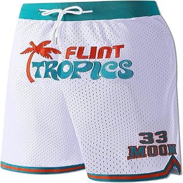 #33 Jackie Moon Mens Basketball Shorts Flint Tropics Tropics Semi Pro Movie Basketball Shorts S-3XL (US, Alpha, Large, Regular, Regular, 33 White)