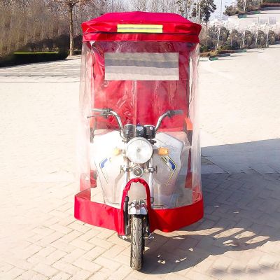 CHZDPP Electric Tricycle Protective Cover for Outside Riding & Storage Waterproof, Sanbengzi Rainproof Canopy with Reflective Strips, Easy Entry and Exit Tricycle Cover(Red,33.5inch/85cm Wide)