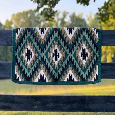 EQUIEMPRESS Horse Western Ranch Saddle pad/New Zealand Wool Western Saddle Blanket Top Wool Pad Sensor Flex (Customization Available) A210 (34" x 34")