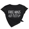 Womens Funny V Neck Shirts Just Kidding Don't Touch Me T-Shirt Letter Printed Short Sleeve Graphic Tees Tops Black view 2