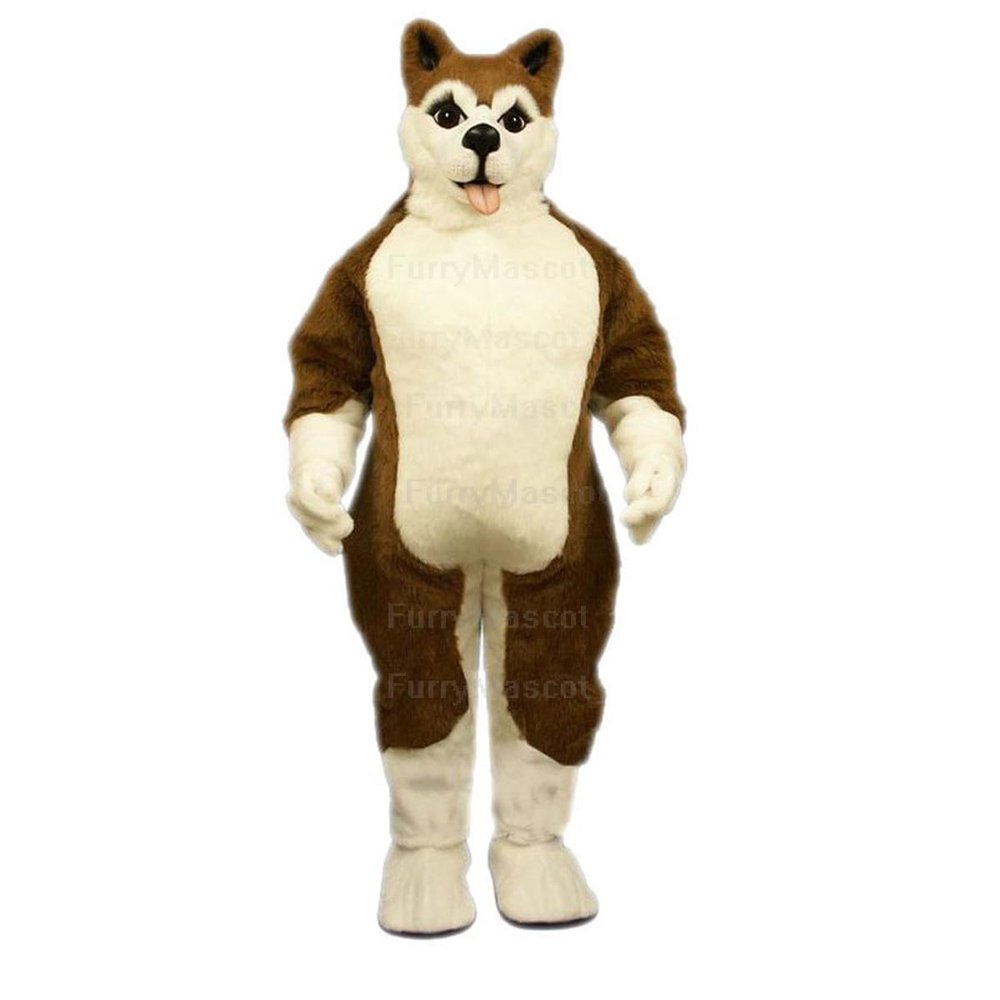 Brown Husky Dog Mascot - Sales Suit Animal Mascot Costume Party Carnival Costumes With Fan Inside the Head