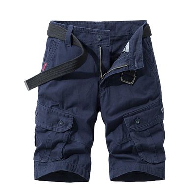 DGHM-JLMY Cargo Shorts for Men Summer Fashion Multi-Pocket Straight Cotton Cargo Shorts 5 Inch Inseam Tooling Shorts (Purplish Blue,29)