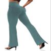 VOOVEEYA Women's Bootcut Leggings - Bootleg Yoga Pants Flare with 4 Pockets,Tummy Control High Waisted Casual Dress PantsBootcut-Long Dark Green-S view 1