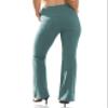 VOOVEEYA Women's Bootcut Leggings - Bootleg Yoga Pants Flare with 4 Pockets,Tummy Control High Waisted Casual Dress PantsBootcut-Long Dark Green-S view 2