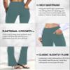VOOVEEYA Women's Bootcut Leggings - Bootleg Yoga Pants Flare with 4 Pockets,Tummy Control High Waisted Casual Dress PantsBootcut-Long Dark Green-S view 4