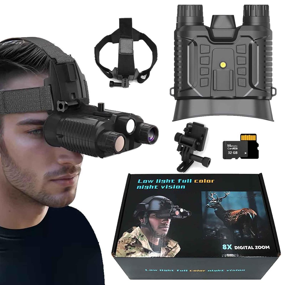 SKIOVEMI 4K HD Night Vision Binoculars, 2.7 ' Large Screen Digital Infrared Night Vision Goggles Camera Save Photo and Video with 32GB Memory Card - 8X Digital Zoom, NVG Visual Distance 350M