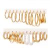 12 Pairs Golden Hoop Earring Set for Women Smooth Surface Trendy Big to Small Chunky Stud Earring Lightweight Twisted Pearl Ear Pack(C) view 1