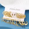 12 Pairs Golden Hoop Earring Set for Women Smooth Surface Trendy Big to Small Chunky Stud Earring Lightweight Twisted Pearl Ear Pack(C) view 4