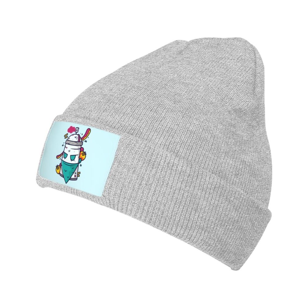 MULIHU Graffiti Spray Paint Cans Beanie Hat for Men Women Winter Warm Knit Hats Ski Hat Skull Cap Gray