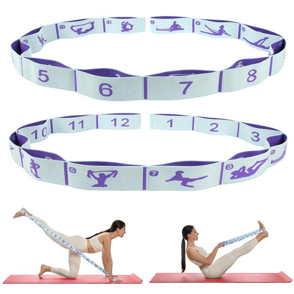 Elastic Yoga Stretching Strap with Loops,CEILIWEN Stretch Straps For Physical Therapy,Pilates Stretch Band, Elastic Exercise Bands,Leg Stretching Strap, Stretch Resistance Bands For Exercise(12 LOOPS)