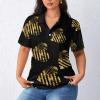 911 Dispatcher Heart Thin Gold Line Women's Polo Shirts Short Sleeve T-Shirt Button Down Golf Shirt Casual Tee Tops 3XL view 2