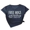Womens Funny V Neck Shirts Just Kidding Don't Touch Me T-Shirt Letter Printed Short Sleeve Graphic Tees Tops Dark Blue view 2
