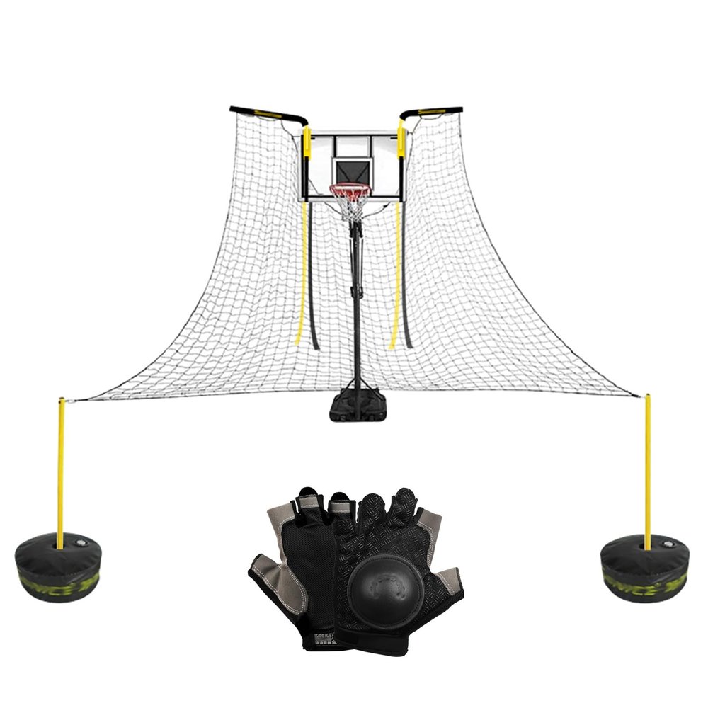 Automatic Basketball Return Net Guard, Large Rebounder Catcher Trainer for Wall Mounted Hoops/Traditional Pole, Outdoor Youth Adult Shooting Aid for Home Yard Parks